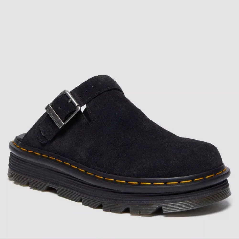 Dr. Martens Black Suede Mules